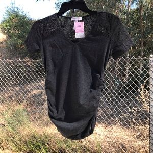 NWT-“Ambiance” DK. Gray Maternity Top-Short Sleeve
